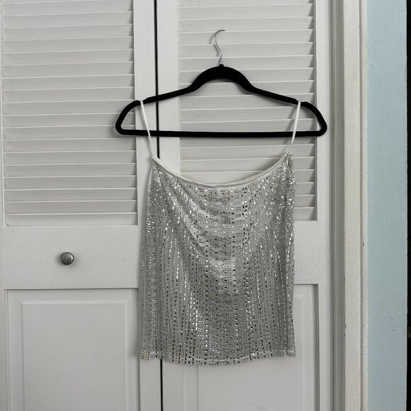 NWT 12th Tribe Violet White Rhinestone Mesh Mini Skirt - Picture 4 of 6